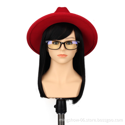Realistic  mannequin head and shoulder and tripod stand for wig display